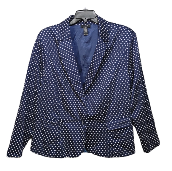 torrid Jackets & Blazers - Torrid Navy Blue White Polka Dot 2 Button Blazer Jacket Women's Plus Size 4X